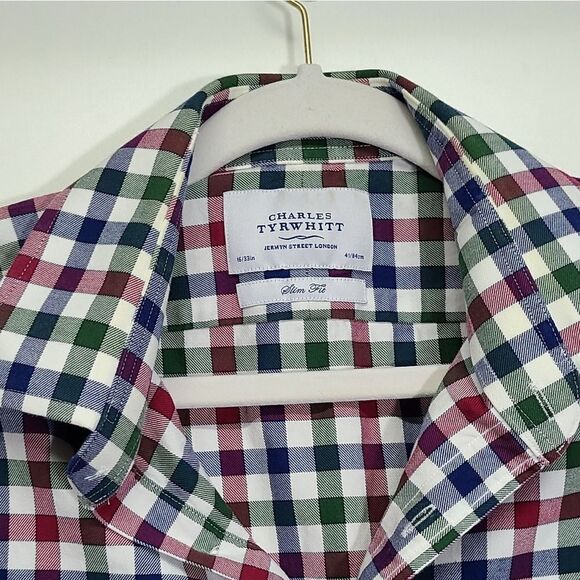 Charles‎ Tyrwhitt Men's Multicolor Button Down Shirt Size 16/33 Slim Fit - Picture 6 of 6